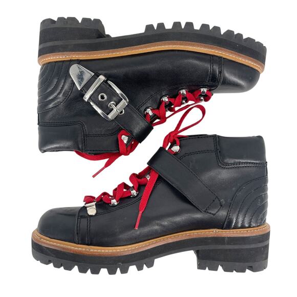 Marc Fisher Indre Hiker Boot with Red Laces Moto Lug Sole Winter Fit - Picture 4 of 13